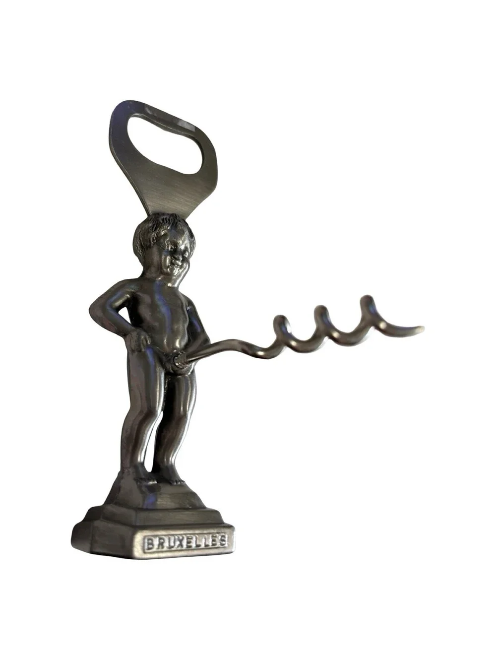 Vintage Bruxelles Manneken Pis Bottle Opener Folding Corkscrew Novelty Bar Gift